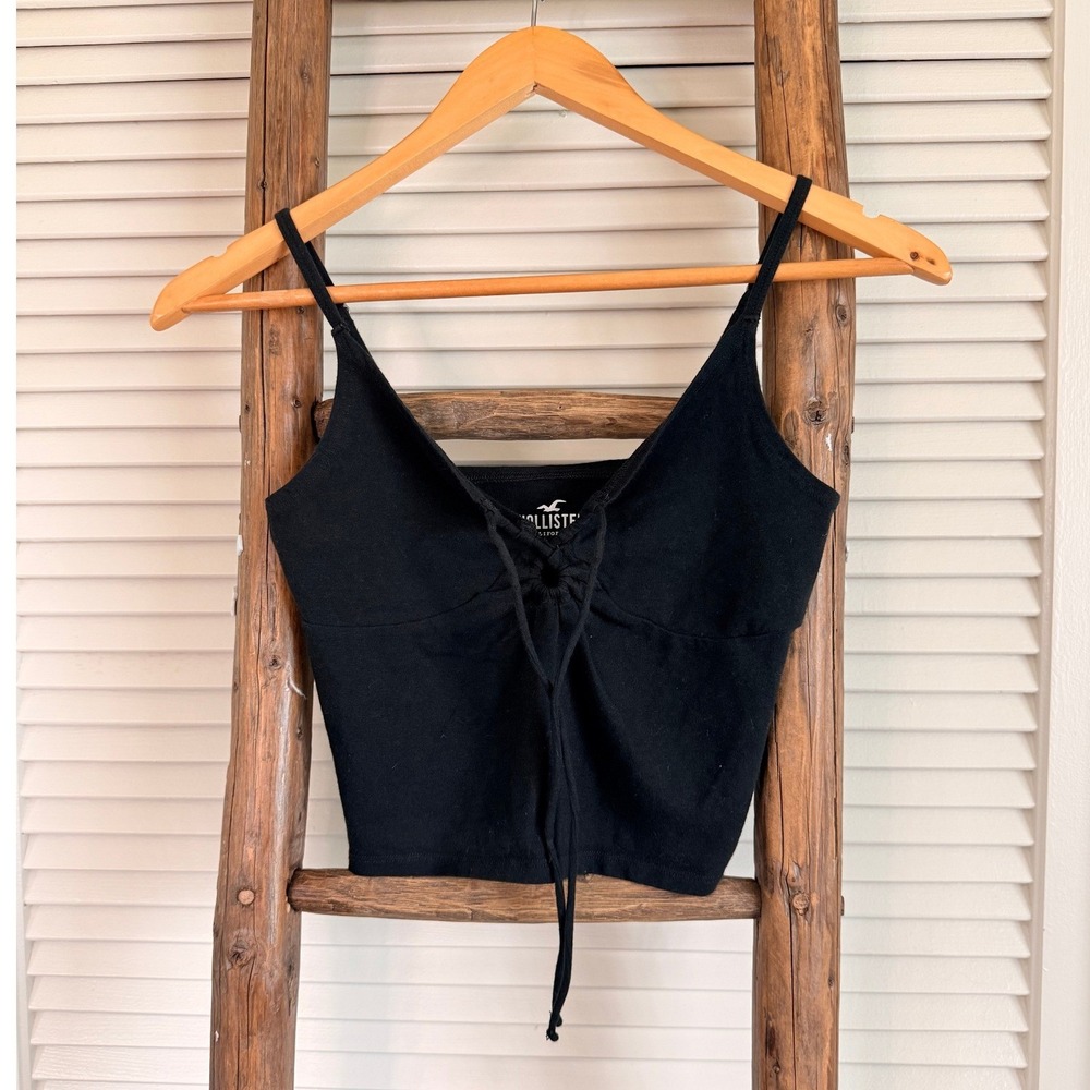 Hollister‎ Lace-Up Cami Crop Top Small Black